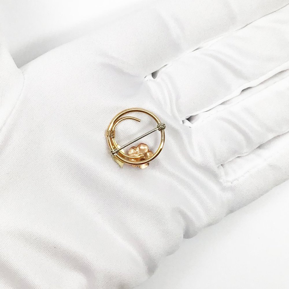 2/40 Sale Krementz 14K Gold Overlay Rose Round Pin - Picture 2 of 2
